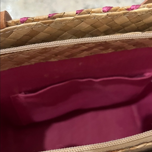 Floral Woven Tote Bag - Tan and Pink - Picture 9 of 11